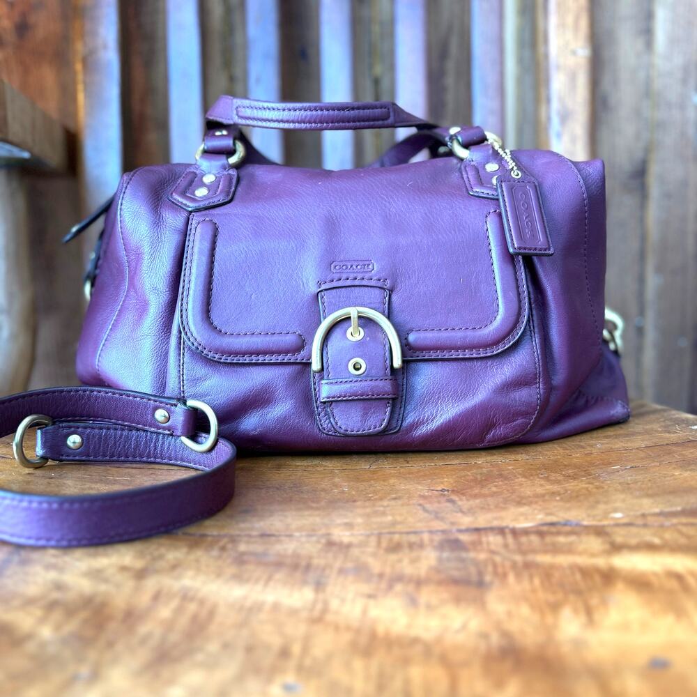 Coach Campbell Large Satchel Plum Bordeaux Glove Tanned Leather F25151